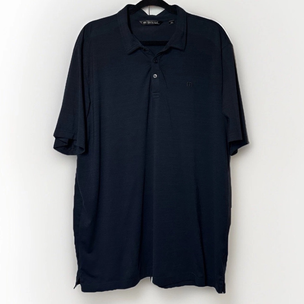 Travis Mathew Polo Shirt Cotton Blend Golf Short Sleeved XXL Navy Blue Preppy